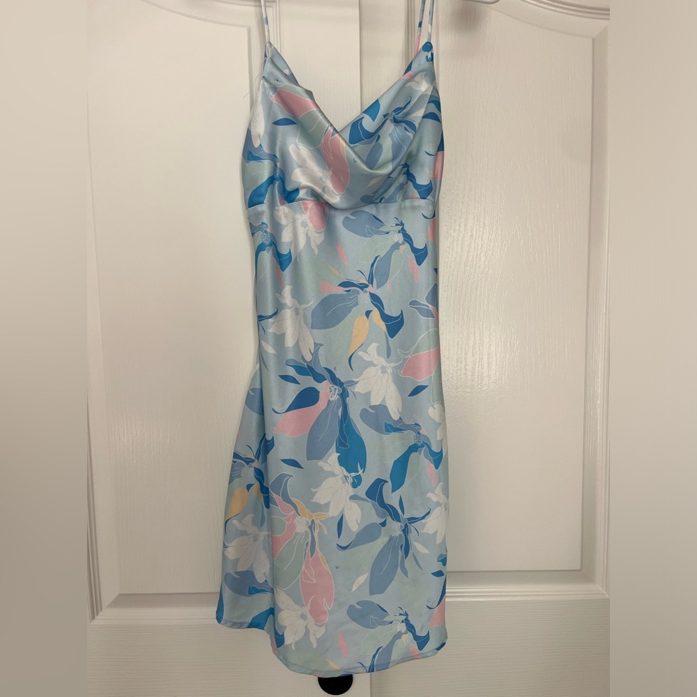 Multicolor Satin Mini Dress